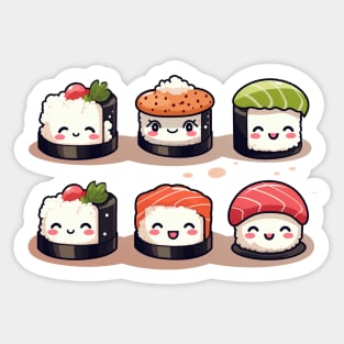 cute smile six japanese sushi Sticker